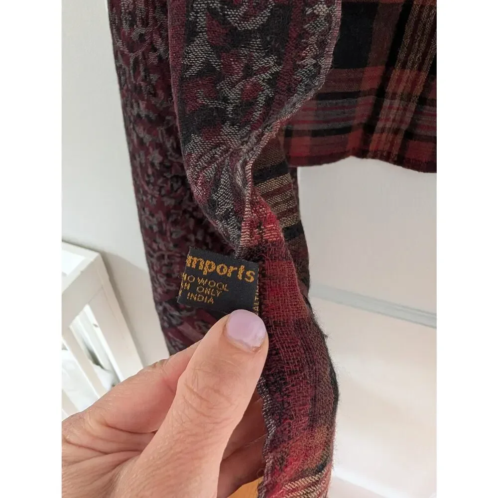 Kashmir Imports 100% Merino Wool Reversible Shawl / Wrap / Scarf